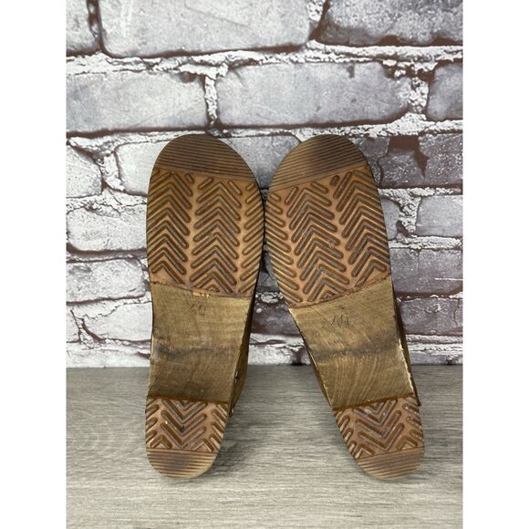 Sanita Brown Nubuck Leather Round Clogs Wooden Heel Shoes Women Sz 40EU/9.5M US - Picture 11 of 16